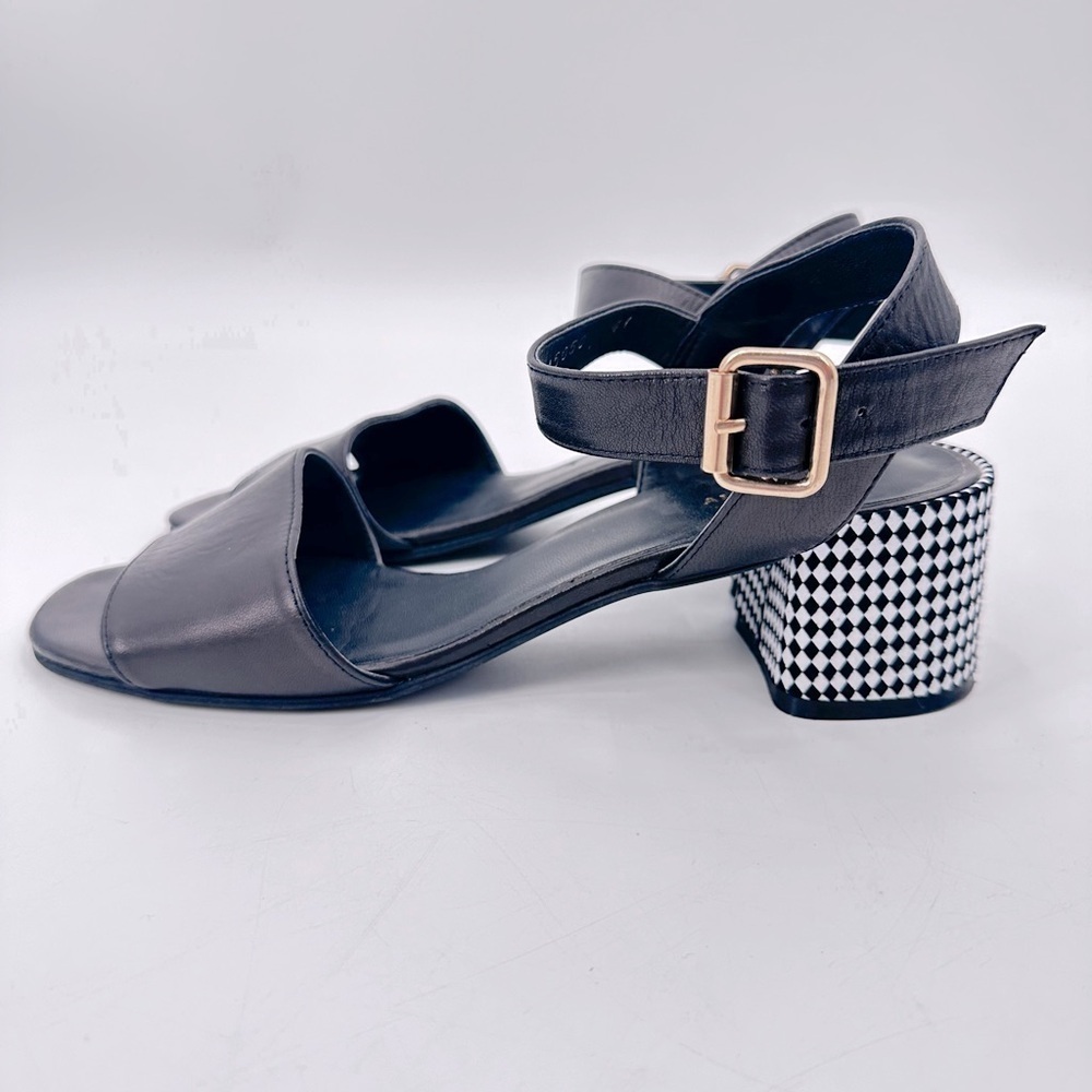 ANTHROPOLOGIE  x ALL BLACK Checkered Block Heel Sz 41